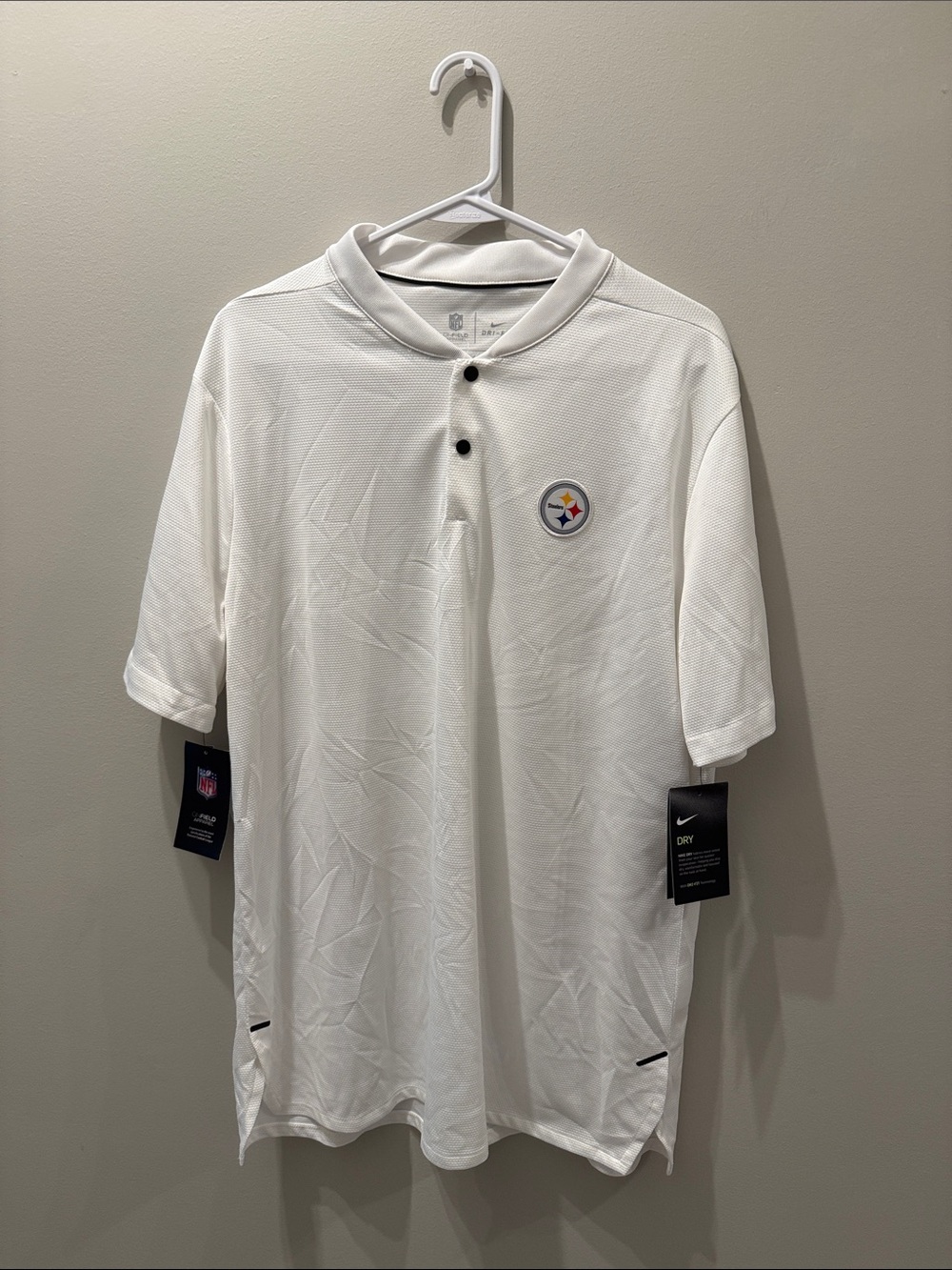 Nike White Pittsburgh Steelers Men's Short Sleeve Polo Shirt
